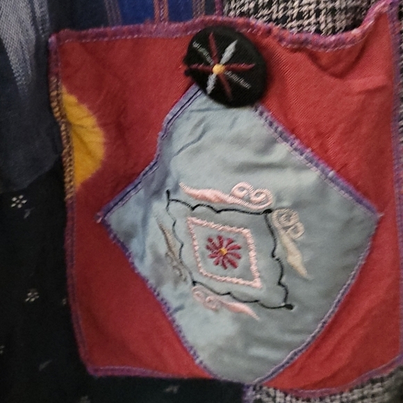 GEORGE KLEIN! 1990s Patchwork Artsy Long Sleeve - Picture 4 of 10